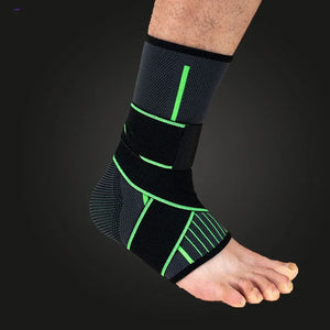 Side view of the ankle compression brace on foot