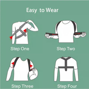 Step-by-step guide showing how to put on the posture trainer