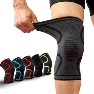 Pulling on the knee sleeve with colour options shown