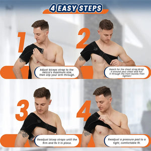 Four easy steps to put on the shoulder brace