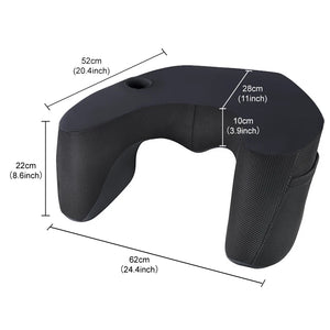 Dark grey lap pillow with dimensions