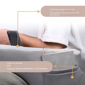 Side pocket and cup hole detail on the lap pillow