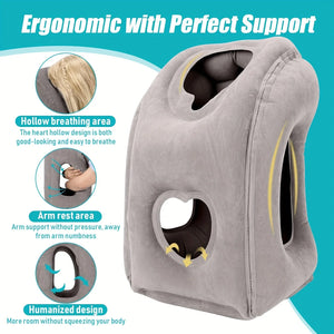 Feature guide showing breathing hole, arm rest and design
