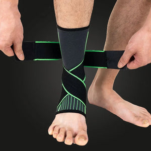 Ankle brace strap being wrapped, dark background